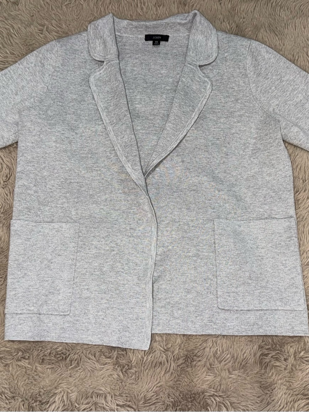 J. Crew Light Gray Knit Open-Front Blazer
